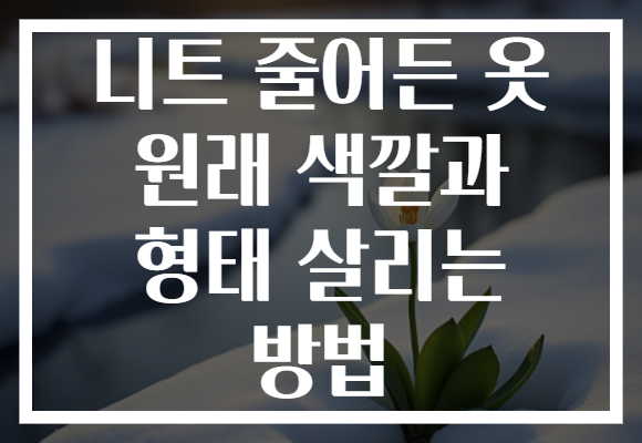 니트 줄어든 옷 원래 색깔과 형태 살리는 방법