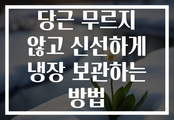당근 무르지 않고 신선하게 냉장 보관하는 방법