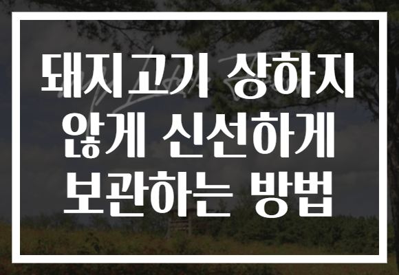 돼지고기 상하지 않게 신선하게 보관하는 방법