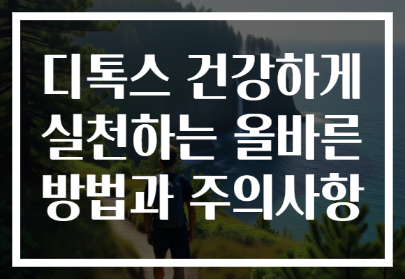디톡스 건강하게 실천하는 올바른 방법과 주의사항 디톡스 건강하게 실천하는 올바른 방법과 주의사항