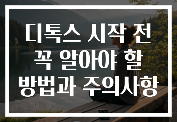 디톡스 시작 전 꼭 알아야 할 방법과 주의사항