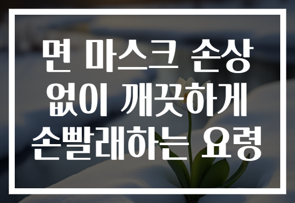 면 마스크 손상 없이 깨끗하게 손빨래하는 요령 면 마스크 손상 없이 깨끗하게 손빨래하는 요령