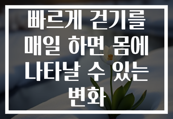 빠르게 걷기를 매일 하면 몸에 나타날 수 있는 변화 빠르게 걷기를 매일 하면 몸에 나타날 수 있는 변화