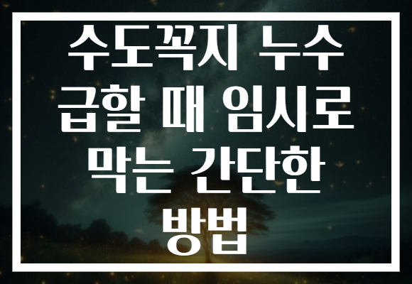 수도꼭지 누수 급할 때 임시로 막는 간단한 방법