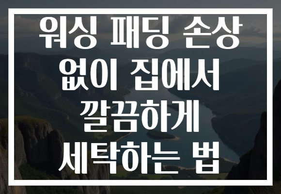 워싱 패딩 손상 없이 집에서 깔끔하게 세탁하는 법 워싱 패딩 손상 없이 집에서 깔끔하게 세탁하는 법