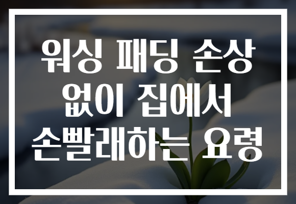 워싱 패딩 손상 없이 집에서 손빨래하는 요령 워싱 패딩 손상 없이 집에서 손빨래하는 요령