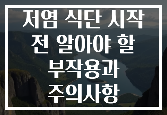 저염 식단 시작 전 알아야 할 부작용과 주의사항 저염 식단 시작 전 알아야 할 부작용과 주의사항