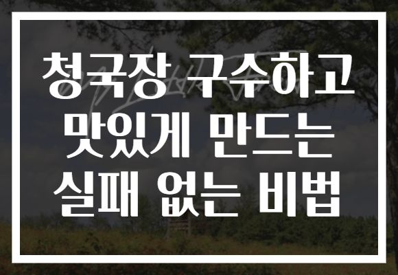 청국장 구수하고 맛있게 만드는 실패 없는 비법 청국장 구수하고 맛있게 만드는 실패 없는 비법