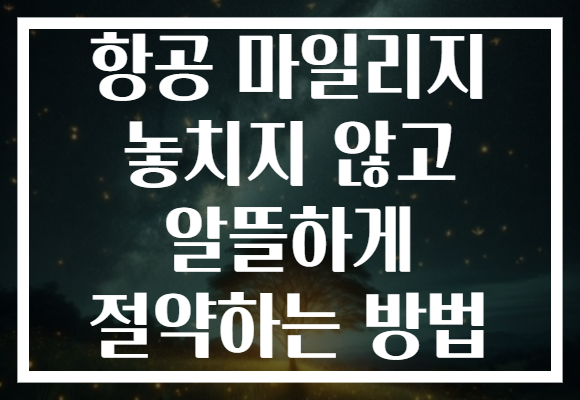 항공 마일리지 놓치지 않고 알뜰하게 절약하는 방법 항공 마일리지 놓치지 않고 알뜰하게 절약하는 방법