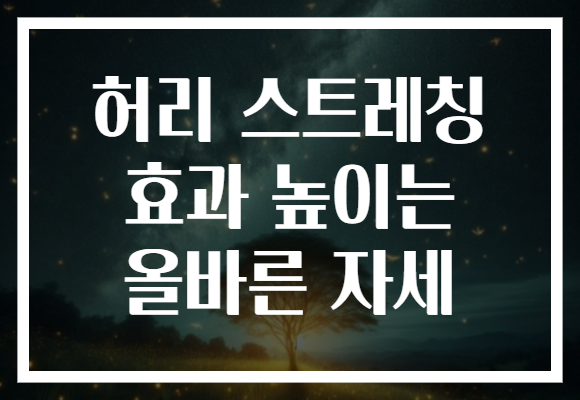 허리 스트레칭 효과 높이는 올바른 자세 허리 스트레칭 효과 높이는 올바른 자세