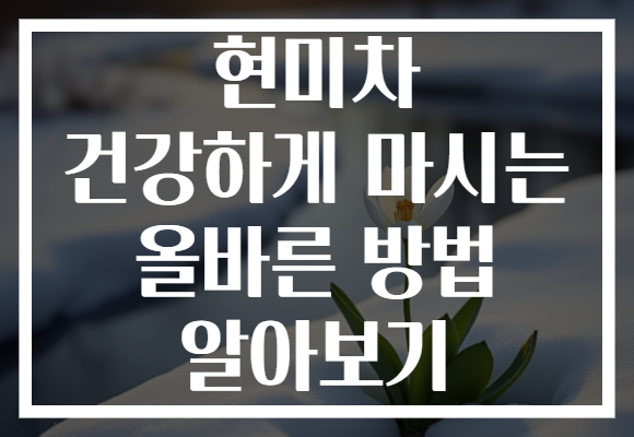 현미차 건강하게 마시는 올바른 방법 알아보기 현미차 건강하게 마시는 올바른 방법 알아보기