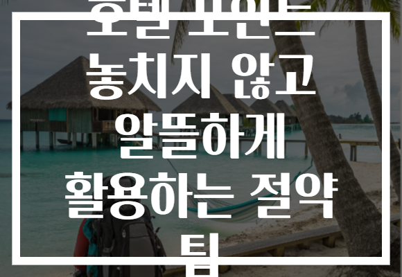 호텔 포인트 놓치지 않고 알뜰하게 활용하는 절약 팁 호텔 포인트 놓치지 않고 알뜰하게 활용하는 절약 팁