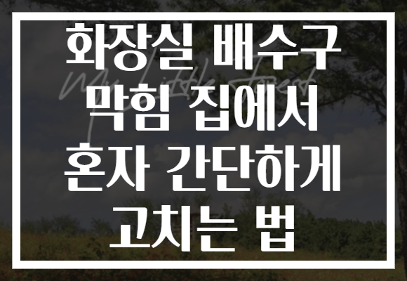 화장실 배수구 막힘 집에서 혼자 간단하게 고치는 법