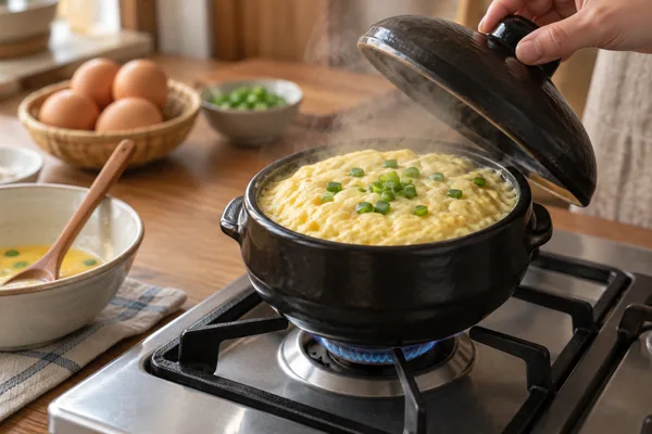 불 조절을 잘못하면 왜 달걀찜이 실패할까요 관련 AI 생성 예시 이미지