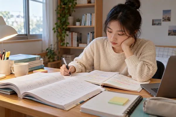 문제집과 요약 자료를 함께 볼 때의 차이 이해하기 관련 AI 생성 예시 이미지