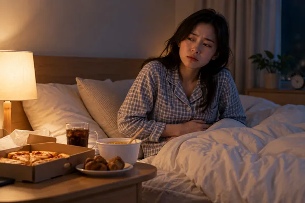 먹는 시간과 수면의 관계를 함께 봐야 하는 이유 관련 AI 생성 예시 이미지