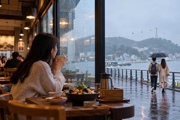 우천 시 여수 여행 동선은 어떻게 짜야 편할까요 관련 AI 생성 예시 이미지