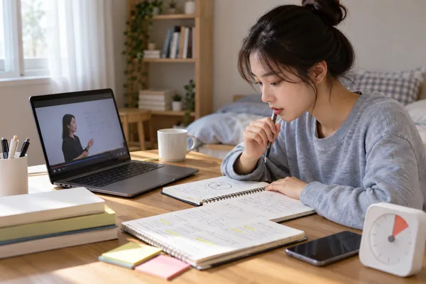 복습이 잘 안 될 때 자주 생기는 문제 관련 AI 생성 예시 이미지