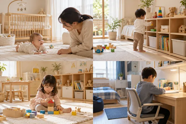 아이 연령에 따라 달라지는 준비 우선순위 관련 AI 생성 예시 이미지
