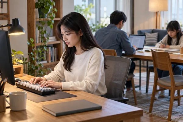 소음과 타건감은 주변 환경에 맞춰 조정하기 관련 AI 생성 예시 이미지
