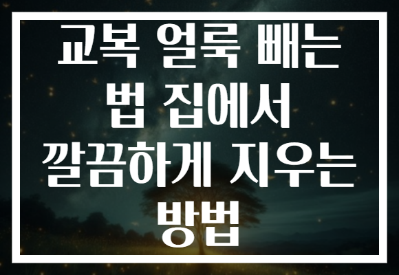 교복 얼룩 빼는 법 집에서 깔끔하게 지우는 방법