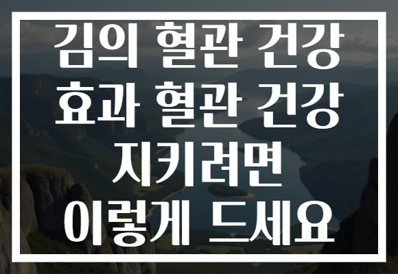 김의 혈관 건강 효과 혈관 건강 지키려면 이렇게 드세요