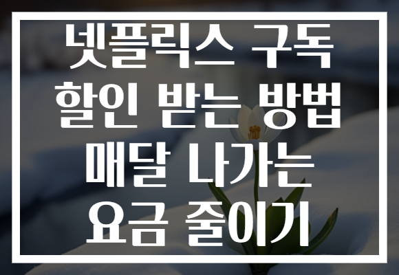 넷플릭스 구독 할인 받는 방법 매달 나가는 요금 줄이기