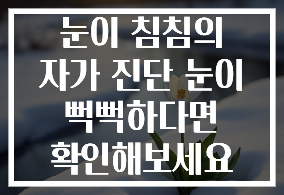 눈이 침침의 자가 진단 눈이 뻑뻑하다면 확인해보세요