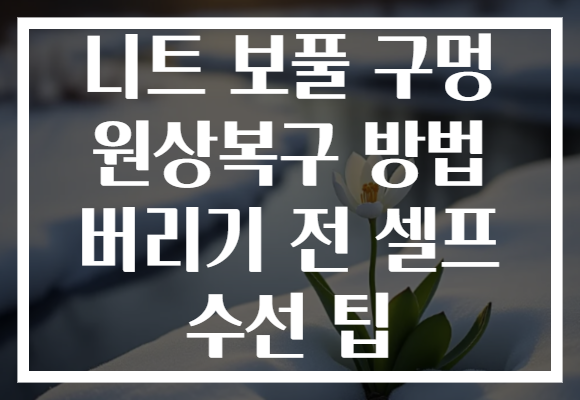 니트 보풀 구멍 원상복구 방법 버리기 전 셀프 수선 팁