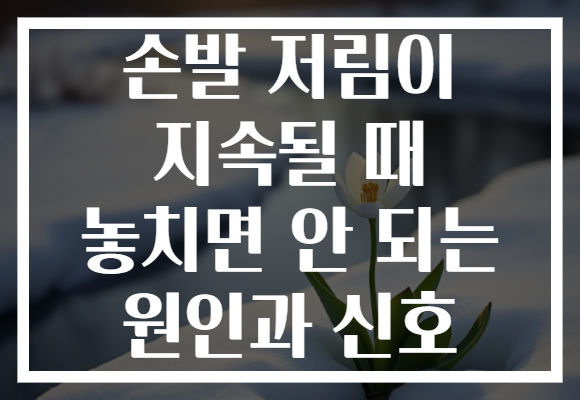 손발 저림이 지속될 때 놓치면 안 되는 원인과 신호 손발 저림이 지속될 때 놓치면 안 되는 원인과 신호