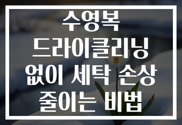 수영복 드라이클리닝 없이 세탁 손상 줄이는 비법