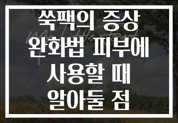쑥팩의 증상 완화법 피부에 사용할 때 알아둘 점 쑥팩의 증상 완화법 피부에 사용할 때 알아둘 점