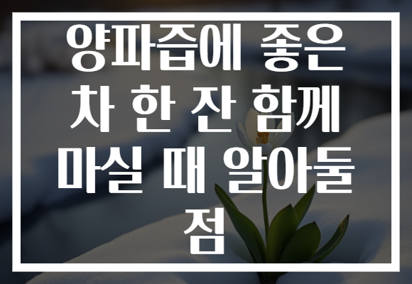 양파즙에 좋은 차 한 잔 함께 마실 때 알아둘 점