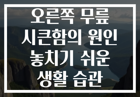 오른쪽 무릎 시큰함의 원인 놓치기 쉬운 생활 습관 오른쪽 무릎 시큰함의 원인 놓치기 쉬운 생활 습관