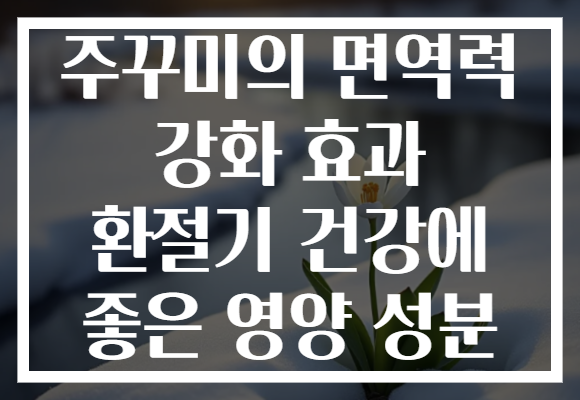 주꾸미의 면역력 강화 효과 환절기 건강에 좋은 영양 성분