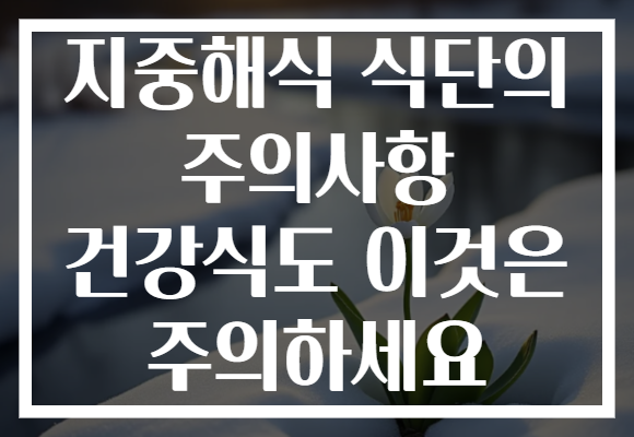 지중해식 식단의 주의사항 건강식도 이것은 주의하세요