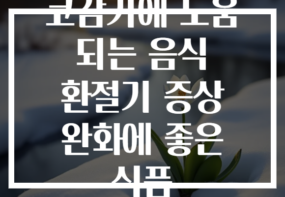 코감기에 도움 되는 음식 환절기 증상 완화에 좋은 식품