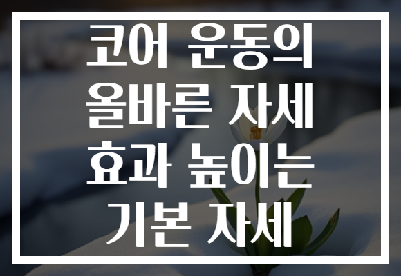 코어 운동의 올바른 자세 효과 높이는 기본 자세