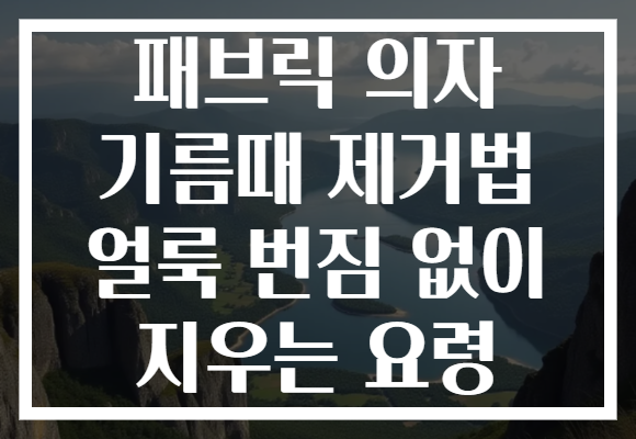 패브릭 의자 기름때 제거법 얼룩 번짐 없이 지우는 요령 패브릭 의자 기름때 제거법 얼룩 번짐 없이 지우는 요령