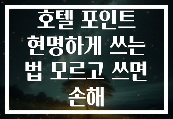 호텔 포인트 현명하게 쓰는 법 모르고 쓰면 손해